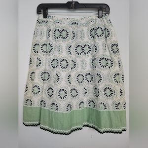 Ann Taylor Loft multicolor skirt with eyelet lace detail and embroidered hem